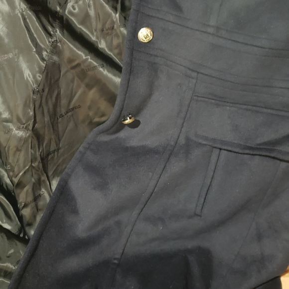 Karl Lagerfeld Paris Navy Wool Pea Coat (XL) - Picture 6 of 7